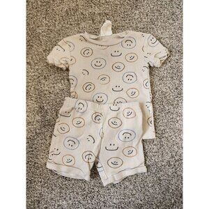 Rabbit + Bear organic cotton beige tan smiley face outfit 2T